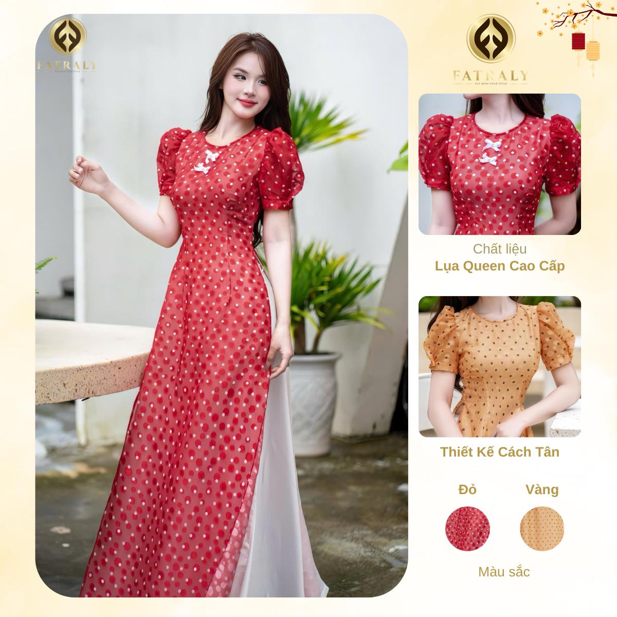 Áo dài nữ họa tiết chấm bi 4 tà trẻ trung tay ngắn, vải mềm mại cho phong cách năng động 4 Áo dài nữ họa tiết chấm bi 4 tà trẻ trung tay ngắn, vải mềm mại cho phong cách năng động - Hình ảnh 4