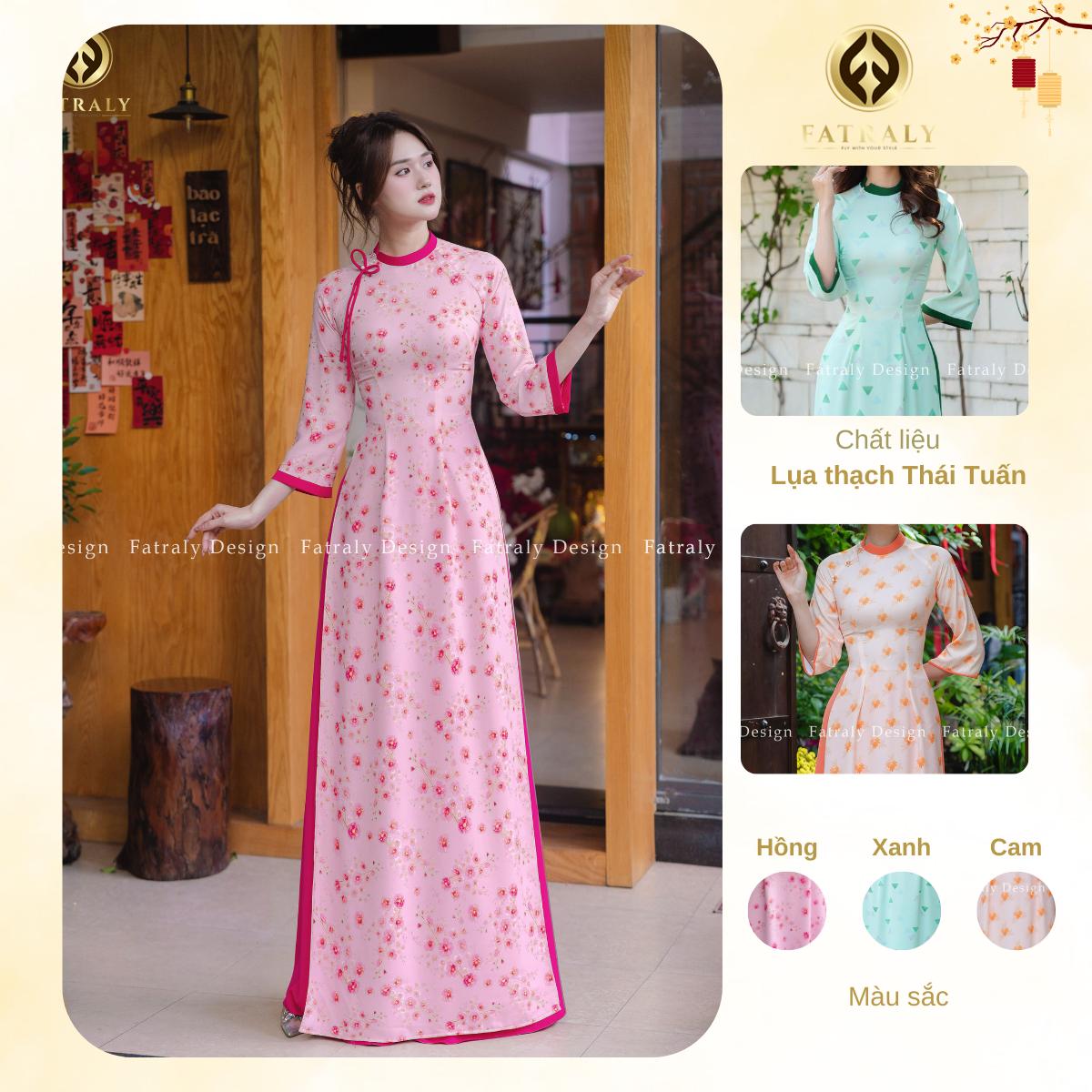 Áo dài lụa thạch Thái Tuấn thiết kế chuyên biệt hoạ tiết hoa màu hồng chất liệu cao cấp 3/4 tay phù hợp nhiều dịp 4 Áo dài lụa thạch Thái Tuấn thiết kế chuyên biệt hoạ tiết hoa màu hồng chất liệu cao cấp 3/4 tay phù hợp nhiều dịp - Hình ảnh 4