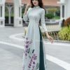 Áo dài nữ Gấm Thái Tuấn tông màu xanh dương trẻ trung chất vải mềm nhẹ