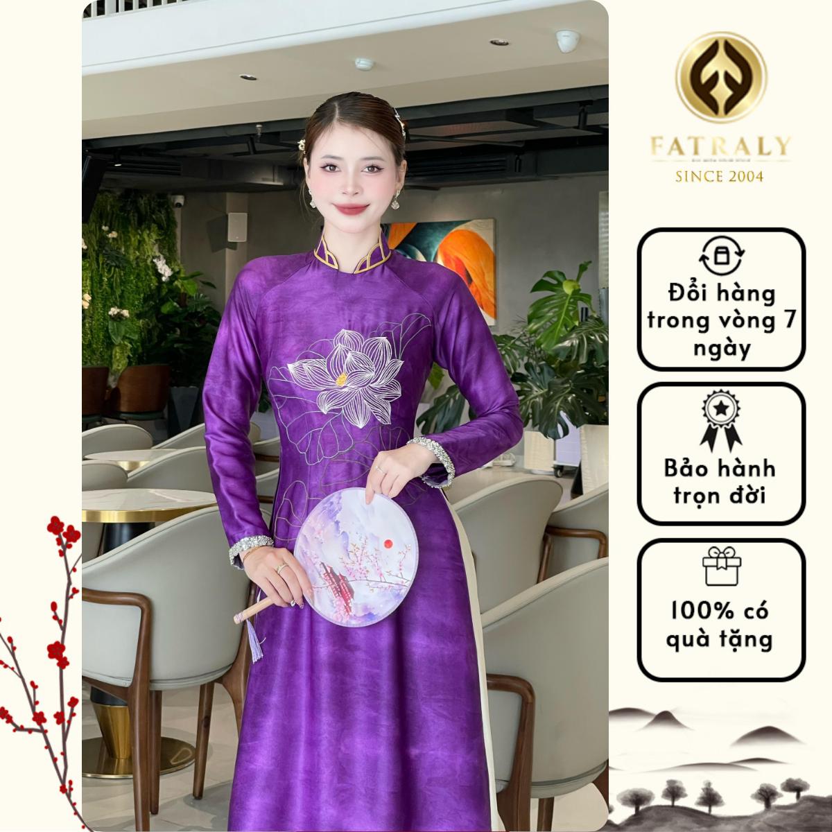 Áo dài lụa Thái Tuấn wath nhũ ánh kim hoàng gia màu tím sang trọng đẳng cấp 5 Áo dài lụa Thái Tuấn wath nhũ ánh kim hoàng gia màu tím sang trọng đẳng cấp - Hình ảnh 5