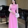 Áo dài nữ chất liệu lụa Thái Tuấn cao cấp, thiết kế tay bồng duyên dáng phù hợp diện Tết