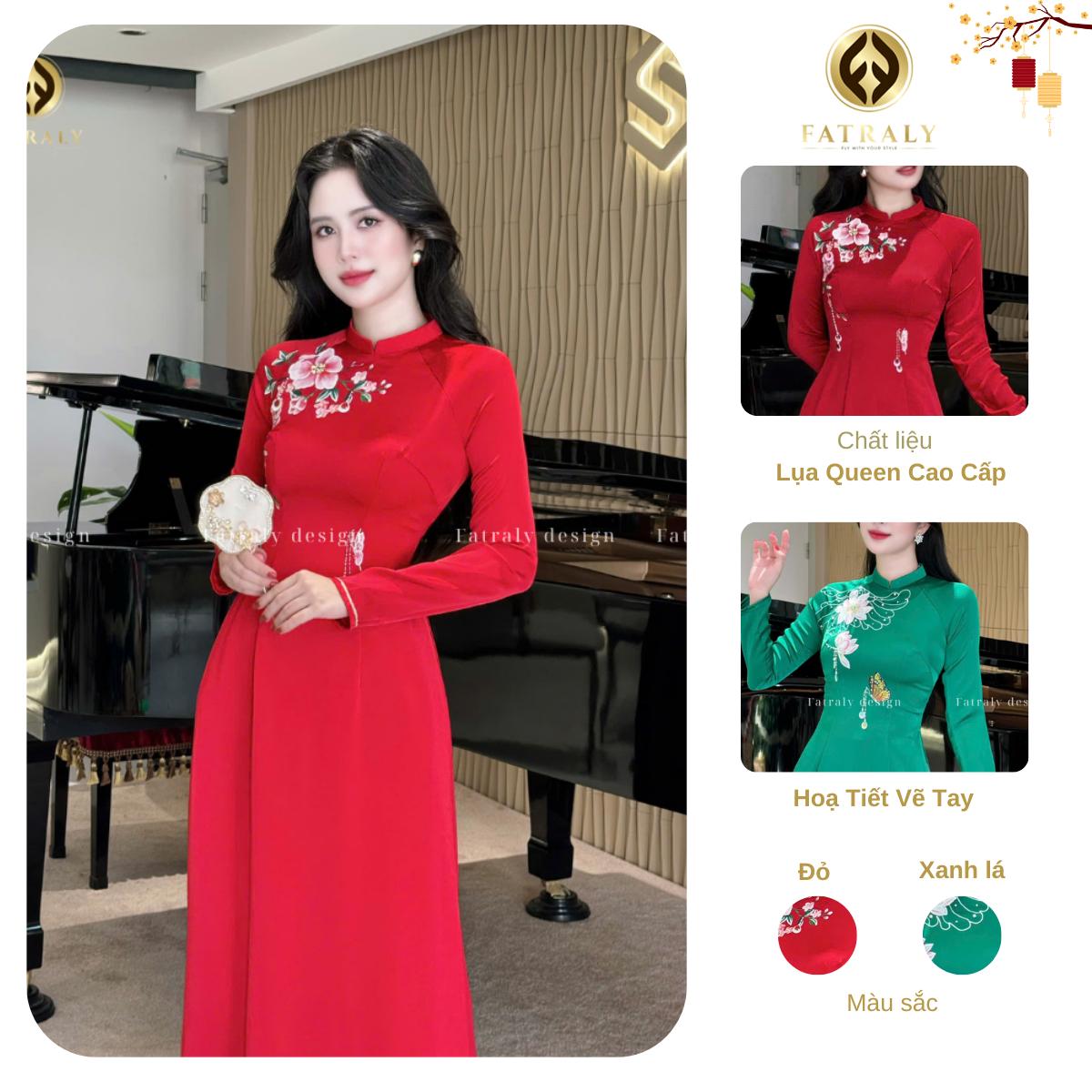 Áo Dài Lụa Queen Cao Cấp Hoạ Tiết Vẽ Tay + Đính Kết Thủ Công, Thiết Kế Thanh Lịch, Tôn Dáng 4 Áo Dài Lụa Queen Cao Cấp Hoạ Tiết Vẽ Tay + Đính Kết Thủ Công, Thiết Kế Thanh Lịch, Tôn Dáng - Hình ảnh 4