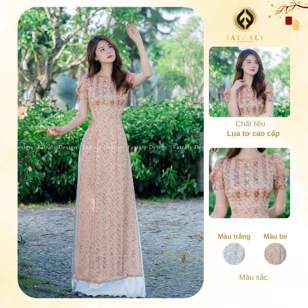 Áo dài nữ thiết kế 4 tà, tay ngắn trẻ trung từ lụa tơ cao cấp 2 Áo dài nữ thiết kế 4 tà, tay ngắn trẻ trung từ lụa tơ cao cấp - Hình ảnh 2