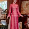Áo Dài Sang Trọng Từ Lụa Thái Tuấn Cao Cấp Họa Tiết Sơn Vẽ Thủ Công Tinh Tế Phù Hợp Cho Nhiều Dịp Quan Trọng Chất Liệu Mềm Mại Thoải Mái