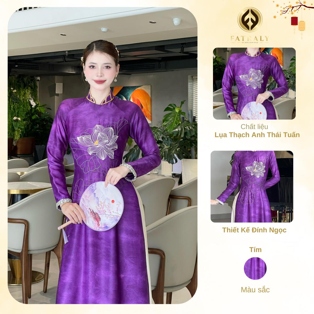 Áo dài lụa Thái Tuấn wath nhũ ánh kim hoàng gia màu tím sang trọng đẳng cấp 2 Áo dài lụa Thái Tuấn wath nhũ ánh kim hoàng gia màu tím sang trọng đẳng cấp - Hình ảnh 2