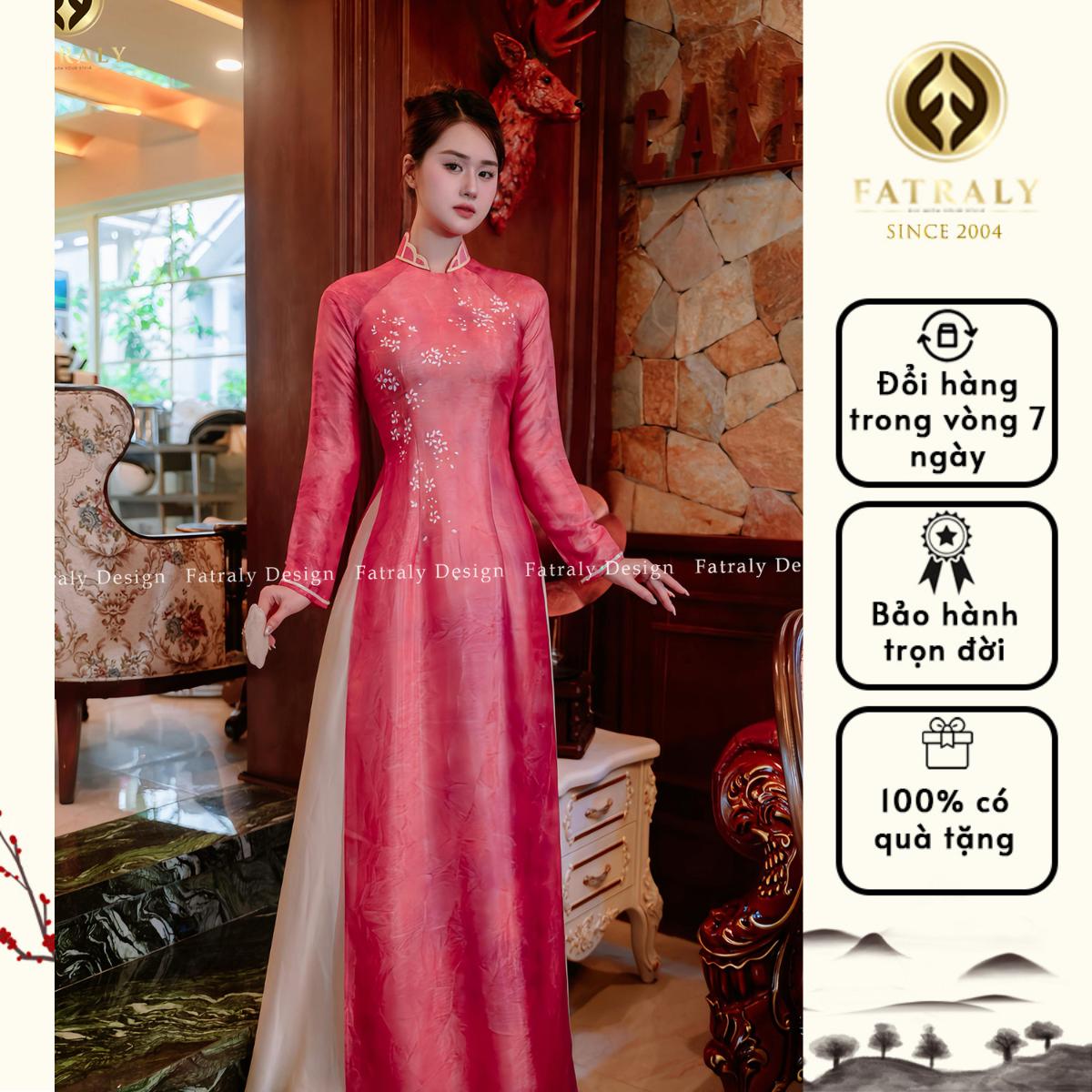 Áo Dài Sang Trọng Từ Lụa Thái Tuấn Cao Cấp Họa Tiết Sơn Vẽ Thủ Công Tinh Tế Phù Hợp Cho Nhiều Dịp Quan Trọng Chất Liệu Mềm Mại Thoải Mái