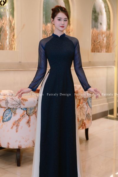 Áo dài nữ chất liệu lụa Thái Tuấn cao cấp, thiết kế tay bồng duyên dáng