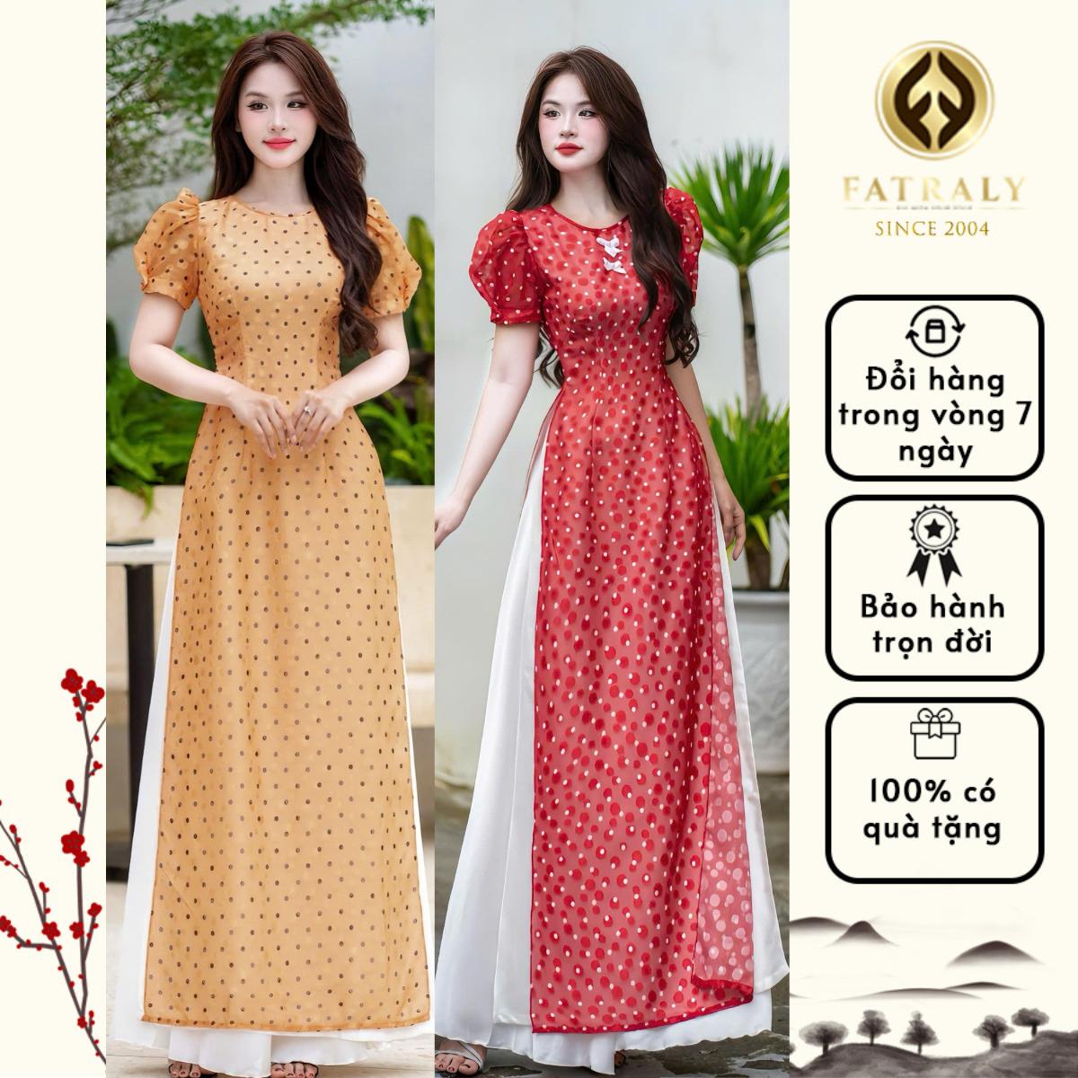 Áo dài nữ họa tiết chấm bi 4 tà trẻ trung tay ngắn, vải mềm mại cho phong cách năng động 6 Áo dài nữ họa tiết chấm bi 4 tà trẻ trung tay ngắn, vải mềm mại cho phong cách năng động - Hình ảnh 6