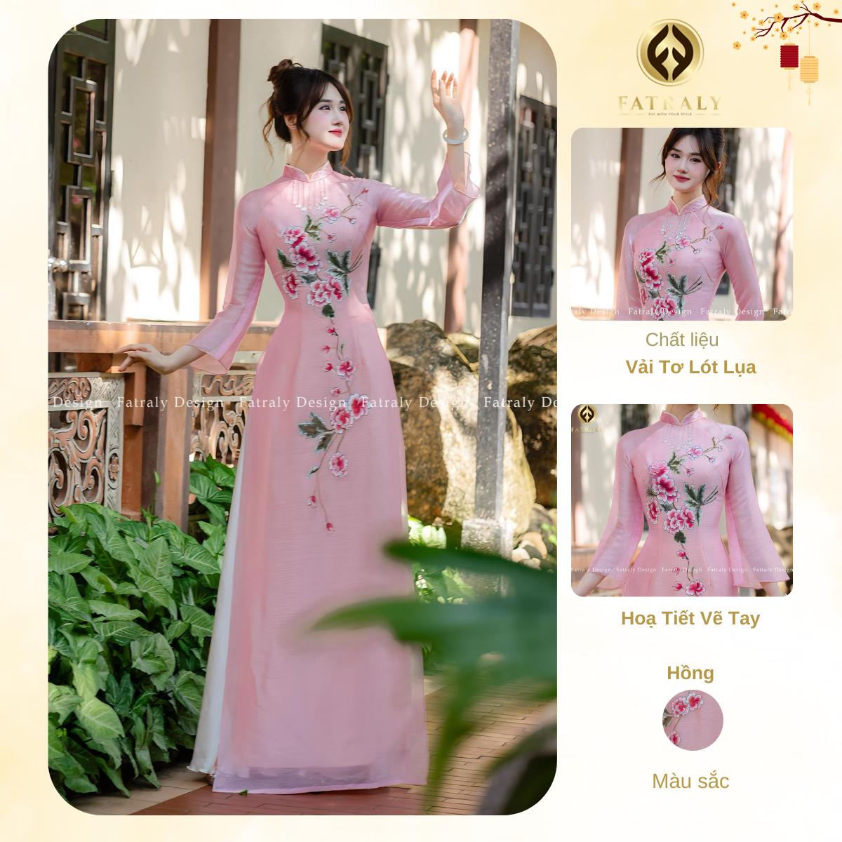 Áo dài nữ tơ lót lụa thiết kế 4 tà,hoạ tiết vẽ tay cao cấp 5 Áo dài nữ tơ lót lụa thiết kế 4 tà,hoạ tiết vẽ tay cao cấp - Hình ảnh 5