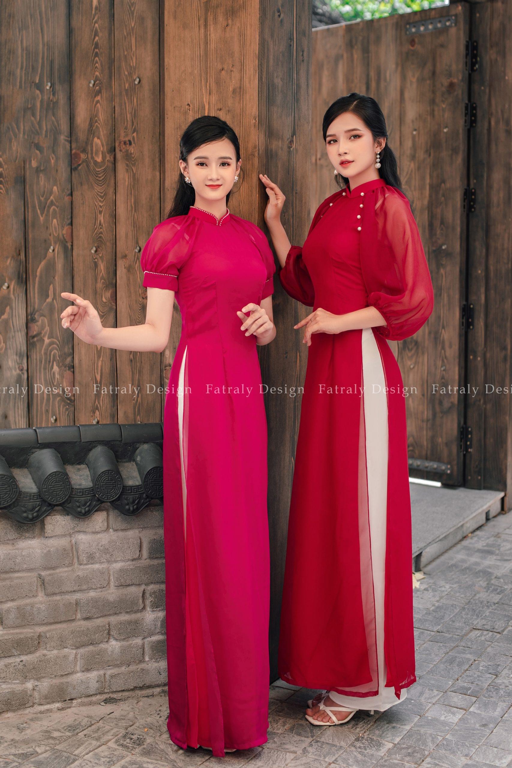 Áo dài Mơ truyền thống tơ lụa thiết kế - Hình ảnh 2