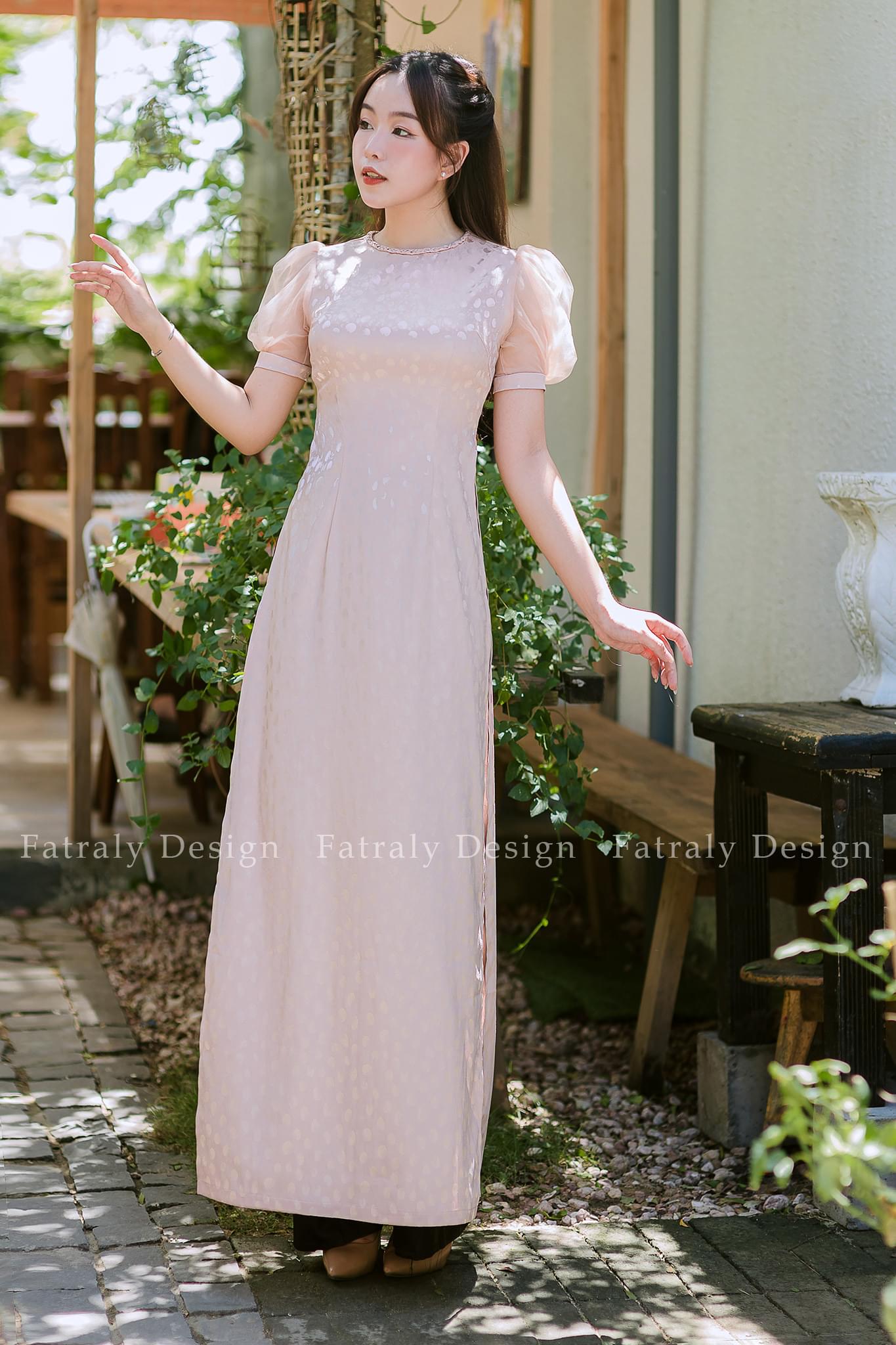 Áo dài Bồng lụa gấm tay bồng cao cấp