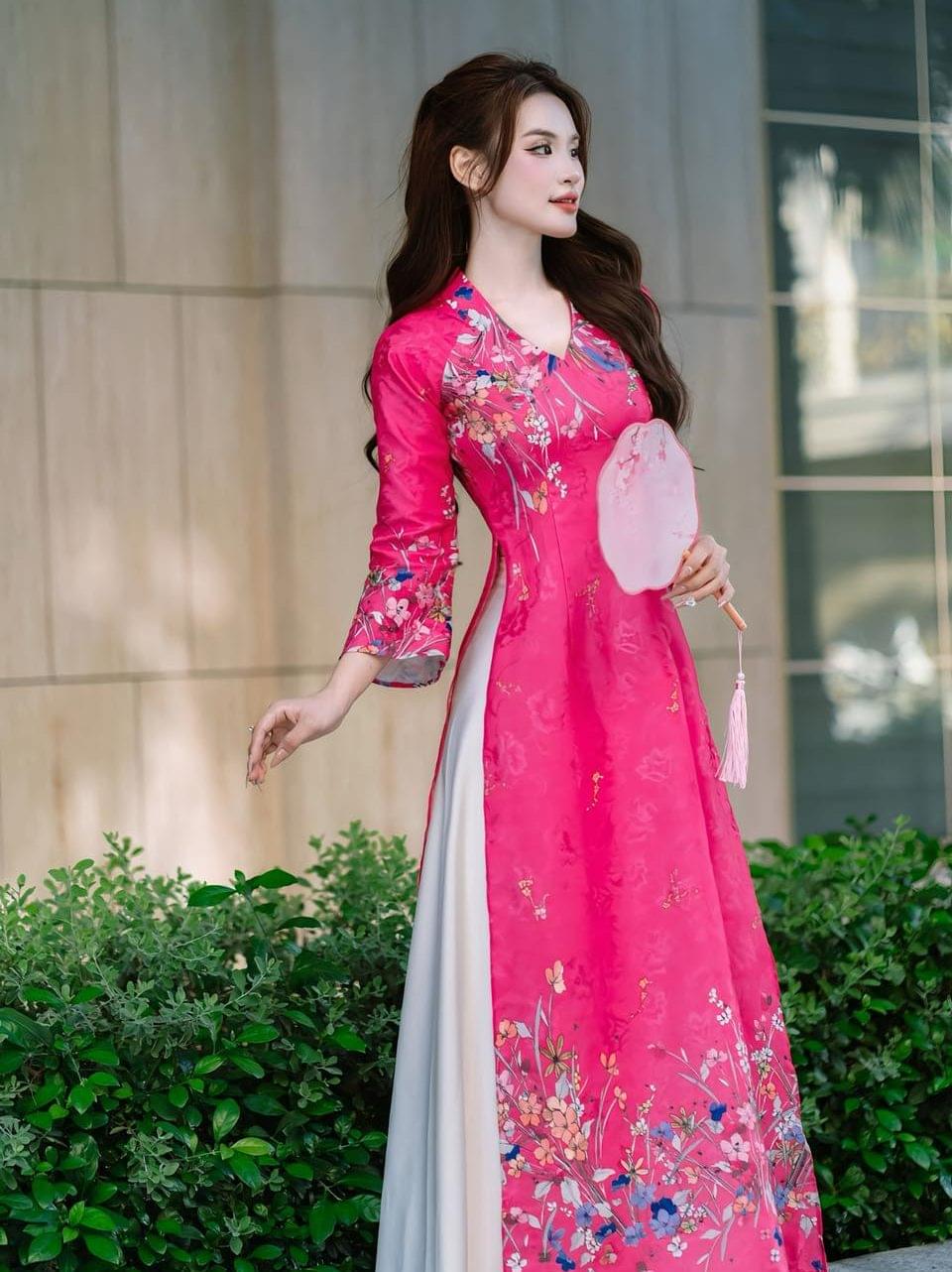 Áo dài cho thuê Thiên Sắc vải lụa gấm Thái Tuấn Fatraly - Hình ảnh 3