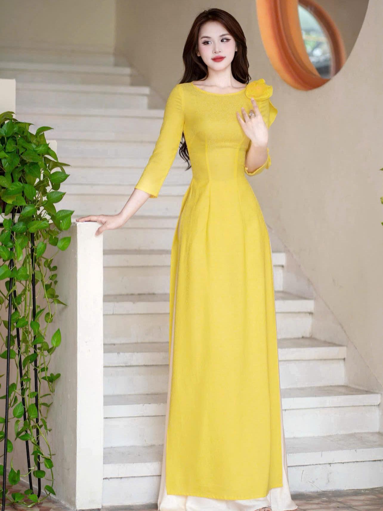 Áo dài Kim Sắc vải gấm Thái Tuấn Fatraly - Hình ảnh 2