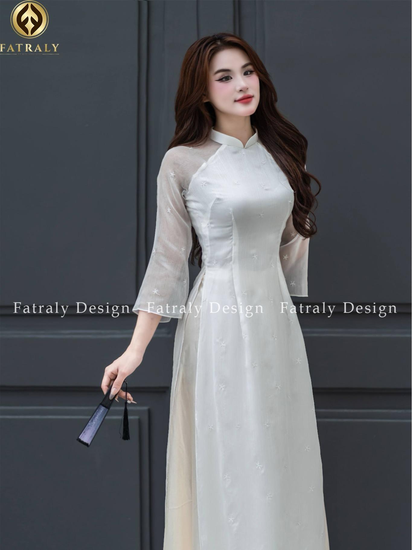 Áo dài cho thuê Ngọc Mai vải lụa Thái Tuấn Fatraly - Hình ảnh 2