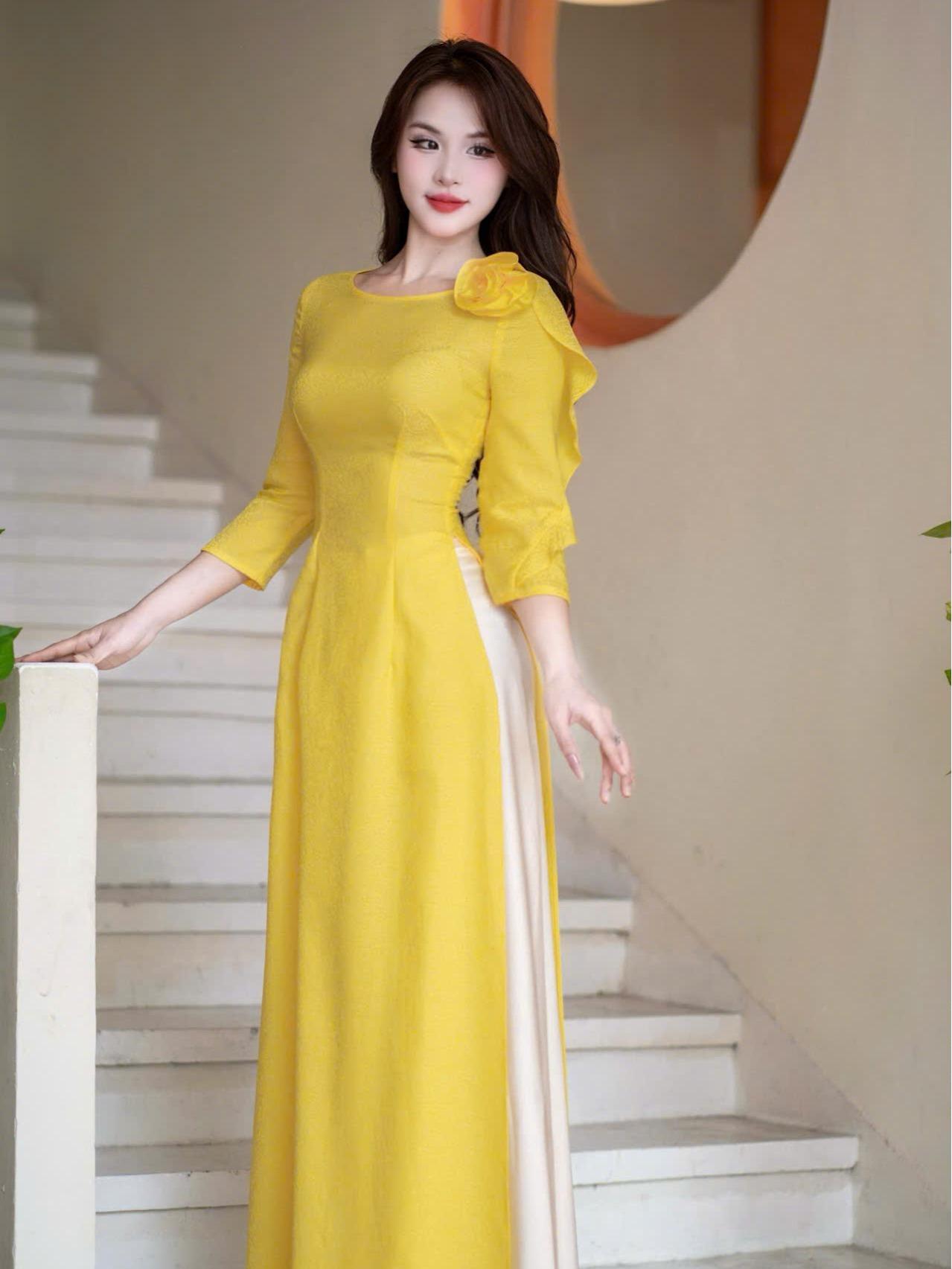 Áo dài Kim Sắc vải gấm Thái Tuấn Fatraly