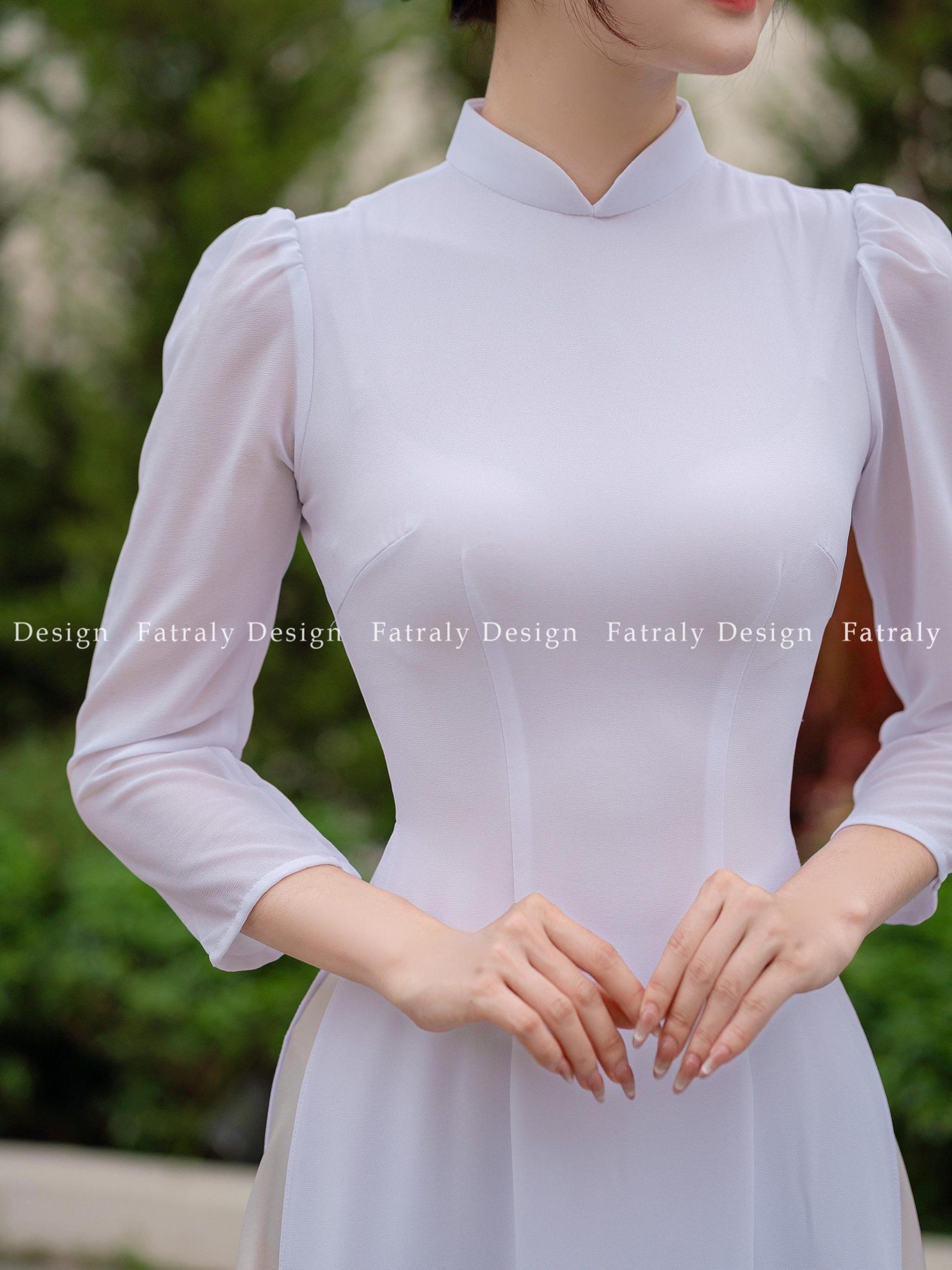 Áo dài cho thuê Thanh Mai vải chiffon Thái Tuấn Fatraly - Hình ảnh 2