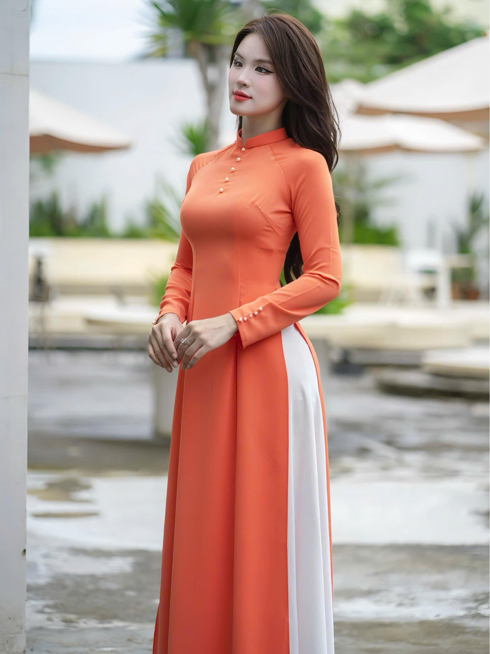 Áo dài Thanh Ngọc vải lụa Thái Tuấn Fatraly - Hình ảnh 2