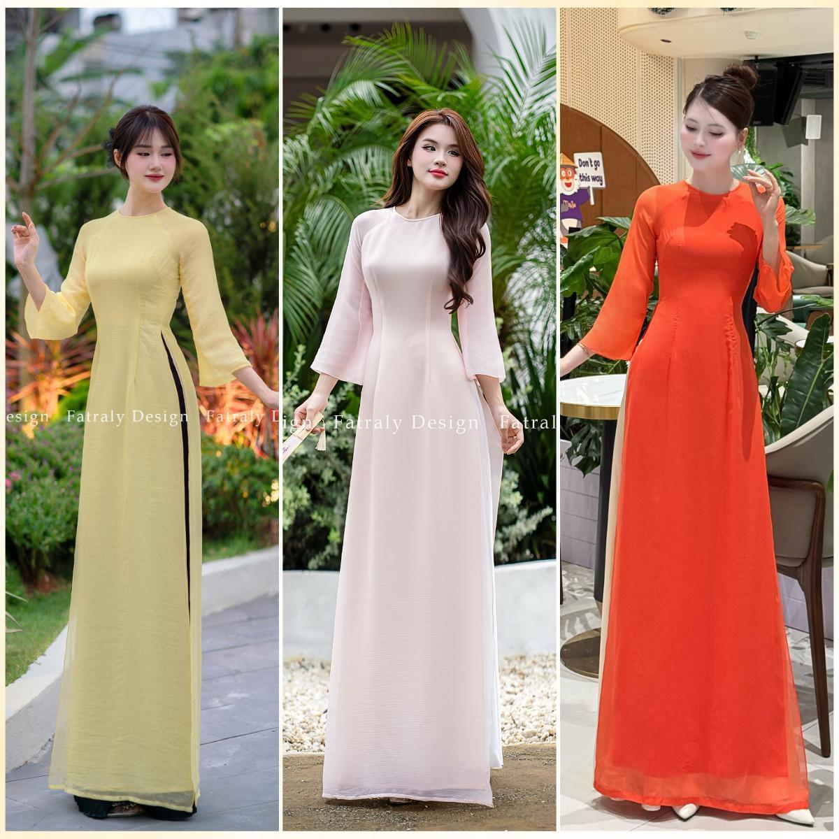 Áo dài thiết kế 4 tà cực xinh chất liệu vải lụa tơ mềm mại thoải mái vẻ đẹp quý phái - Hình ảnh 2
