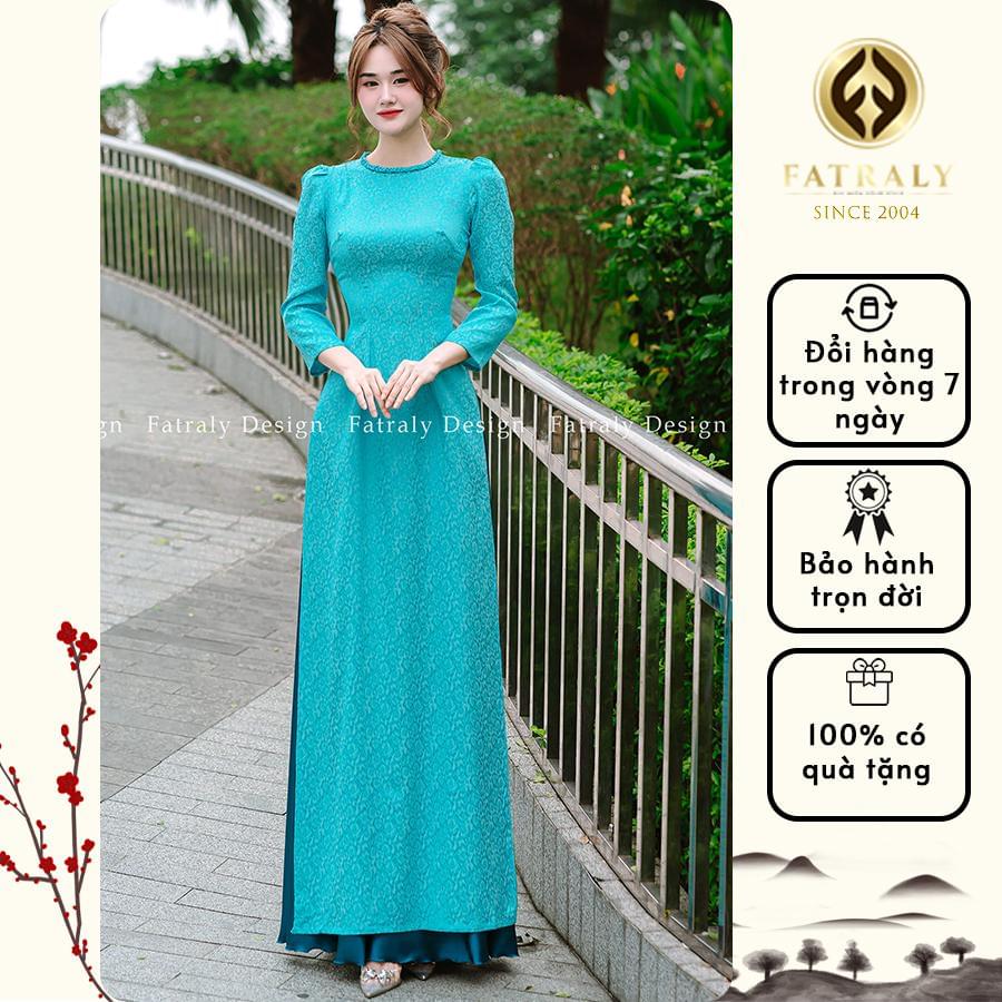 Áo dài nữ Gấm thái tuấn thiết kế tay bồng nhẹ nhàng - Hình ảnh 2