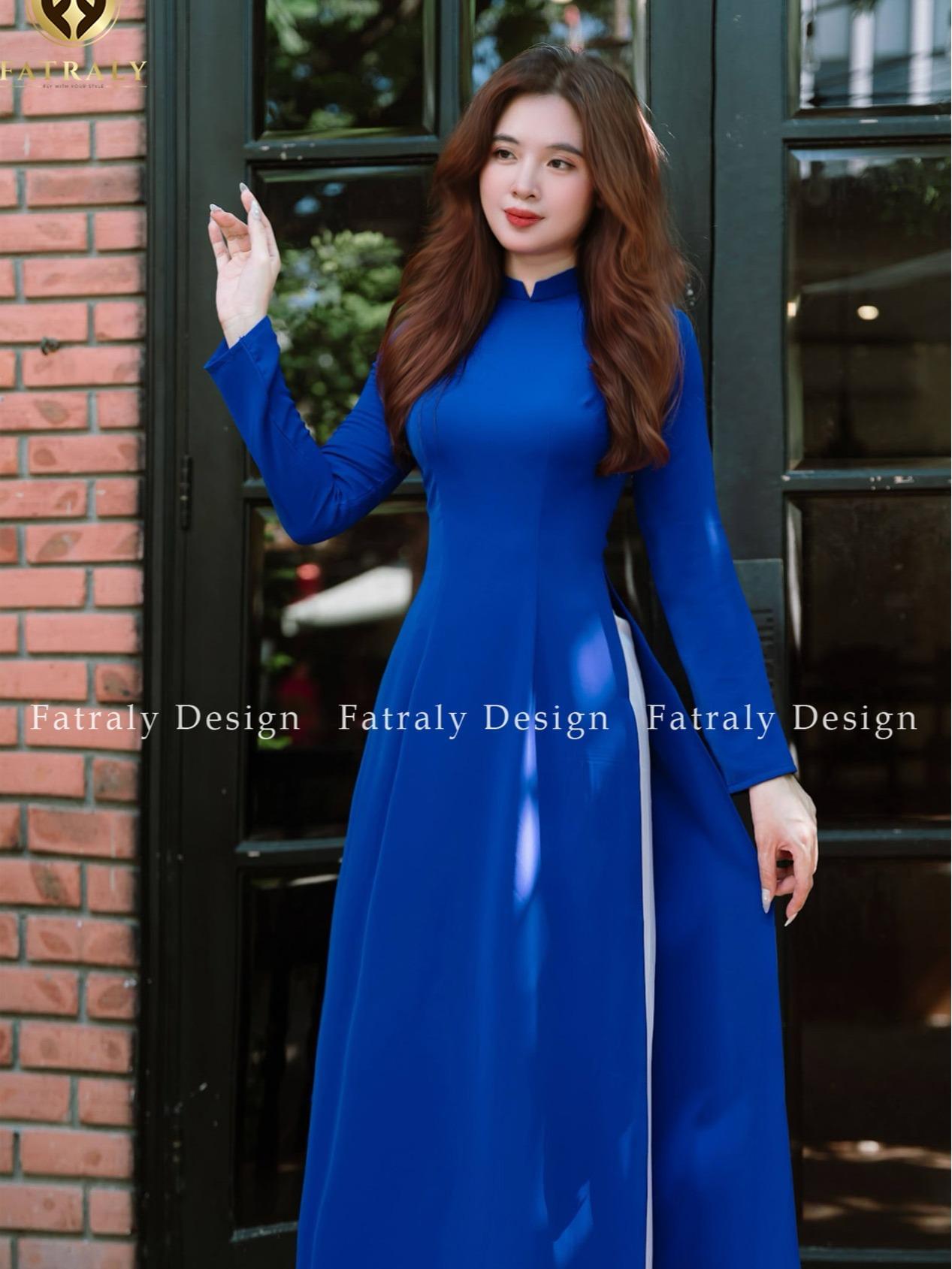Áo dài nữ trơn vải Lụa Thái Tuấn cao cấp của nhà Fatraly, chất liệu mềm mịn, size 45kg-68kg - Hình ảnh 3
