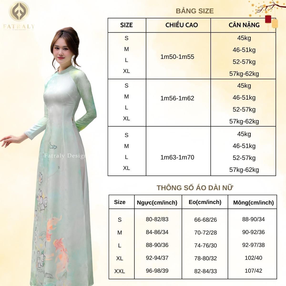 Áo dài nữ lụa tơ tằm vân gấm hoa màu xanh
